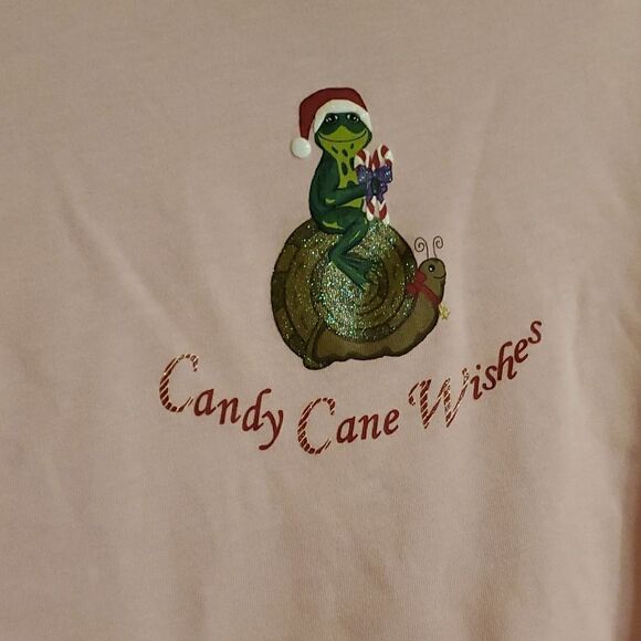 Merry bright Christmas tee candy cane wishes XL - Picture 2 of 6